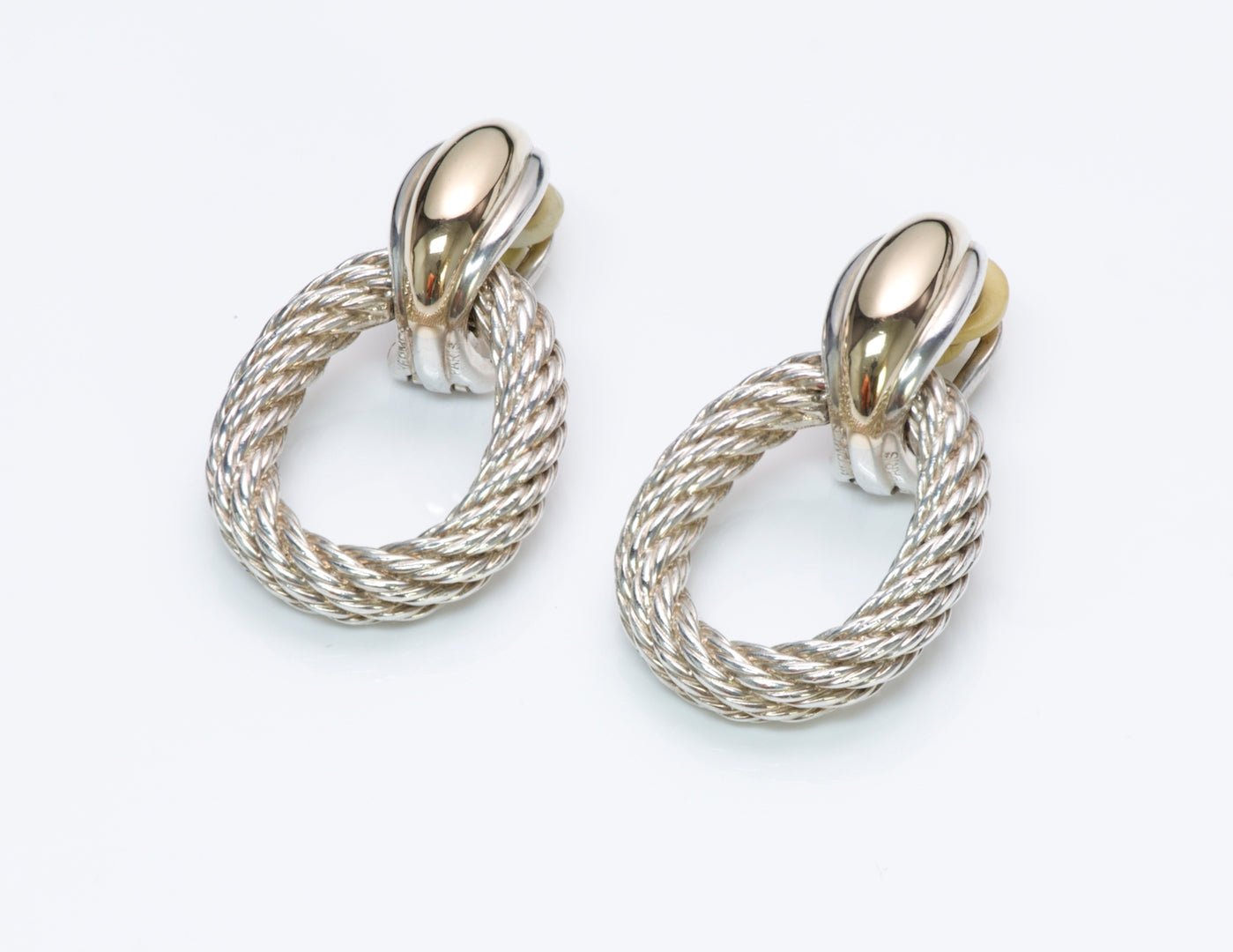 Hermès Silver Gold Door Knocker Earrings