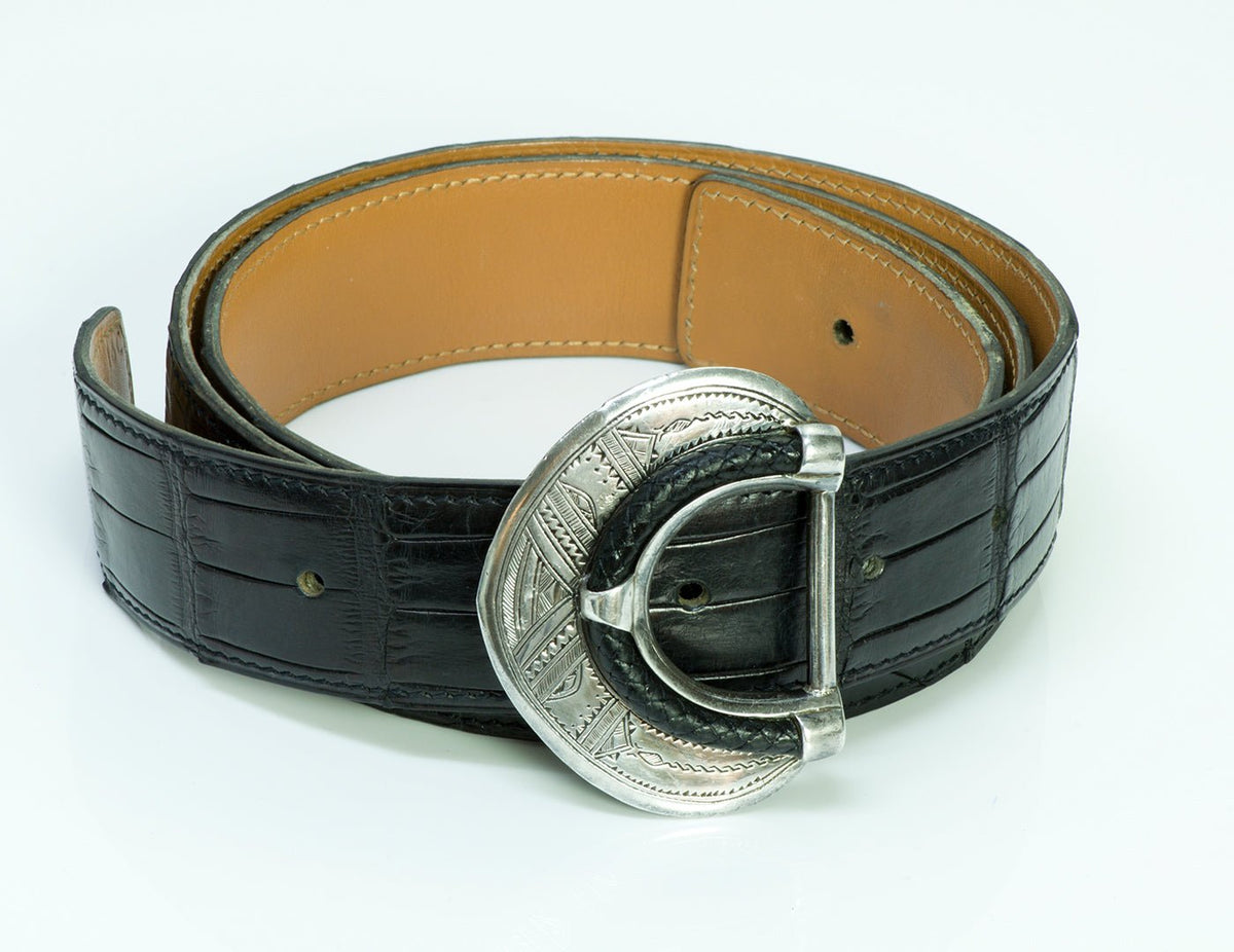 Hermes .925 H Buckle (RARE) Touraeg Croc & Reversible Belts Sz 85 Hermes [14] AG Sterling Silver 925 TOUAREG H Belt Buckle H  main image 2