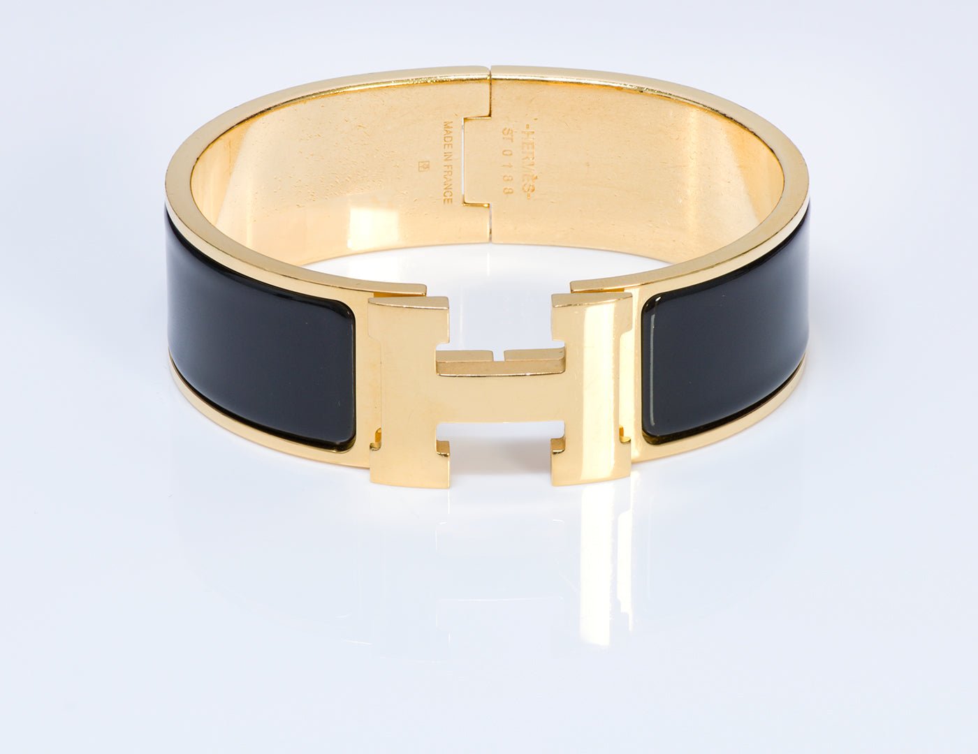 Hermes Wide Black Enamel Clic Clac H Bracelet PM