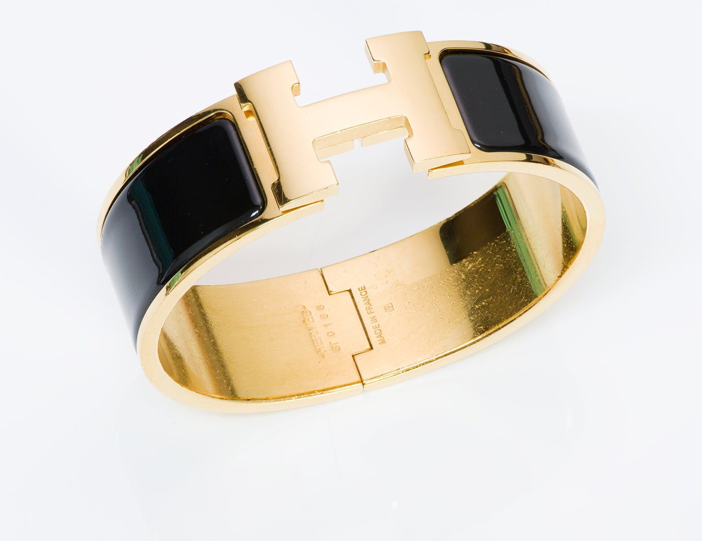 Hermes Wide Black Enamel Clic Clac H Bracelet PM