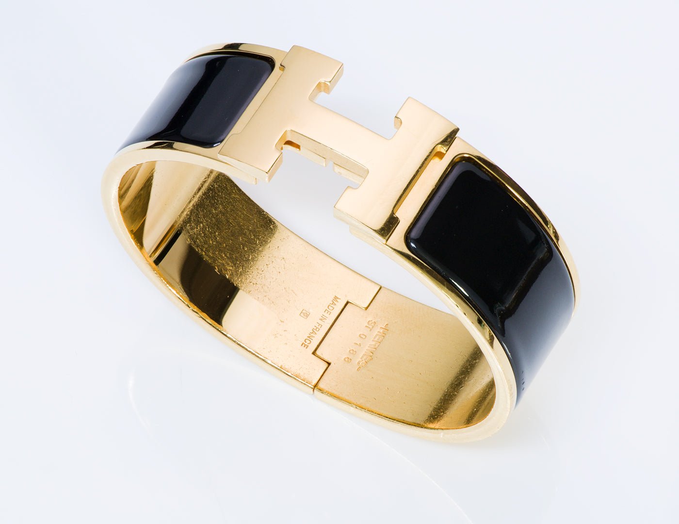 Hermes Wide Black Enamel Clic Clac H Bracelet PM