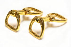 Hermes 18K Yellow Gold Equestrian Stirrup Cufflinks