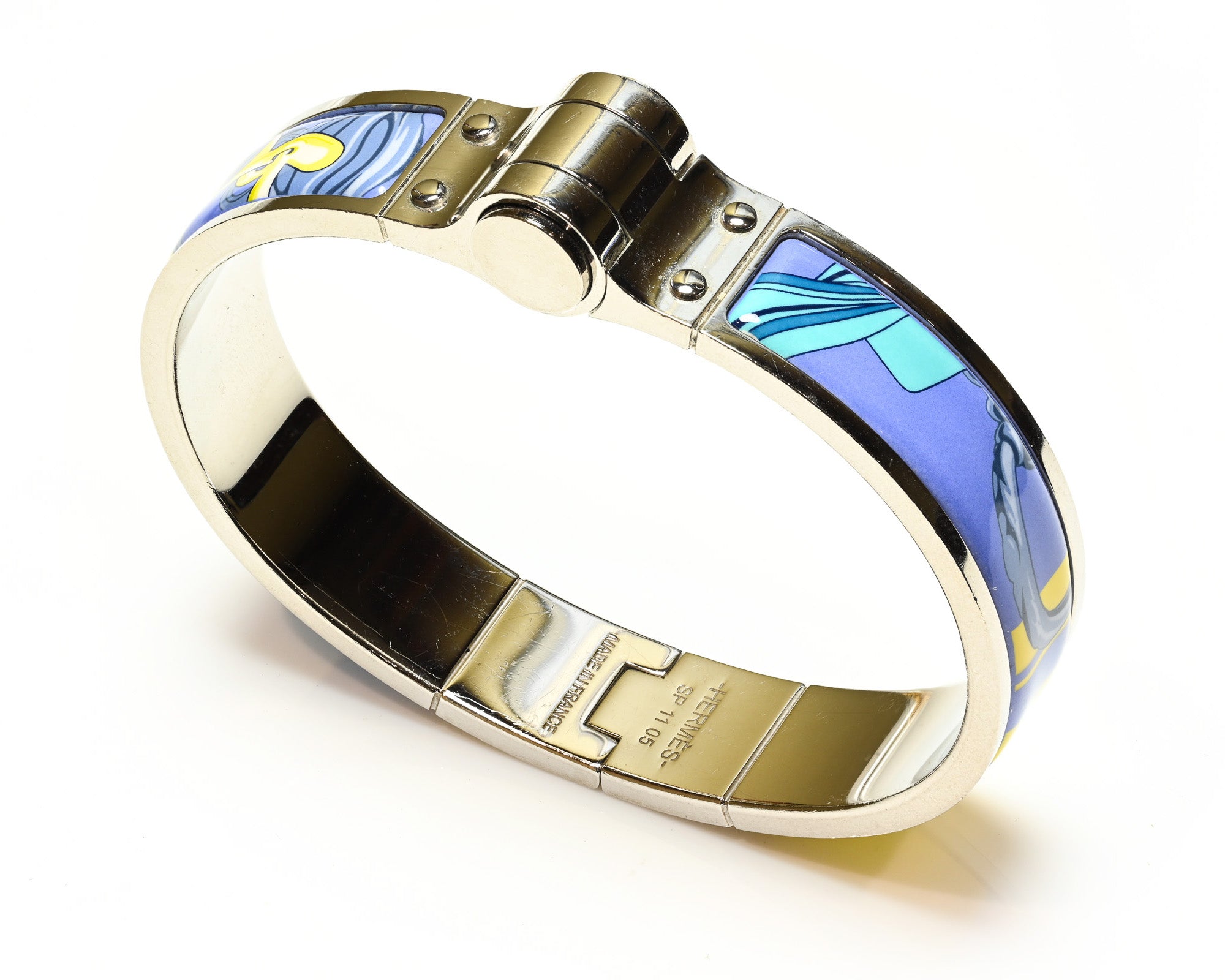 Hermes Paris Brides de Gala Blue Enamel Bangle Bracelet 1