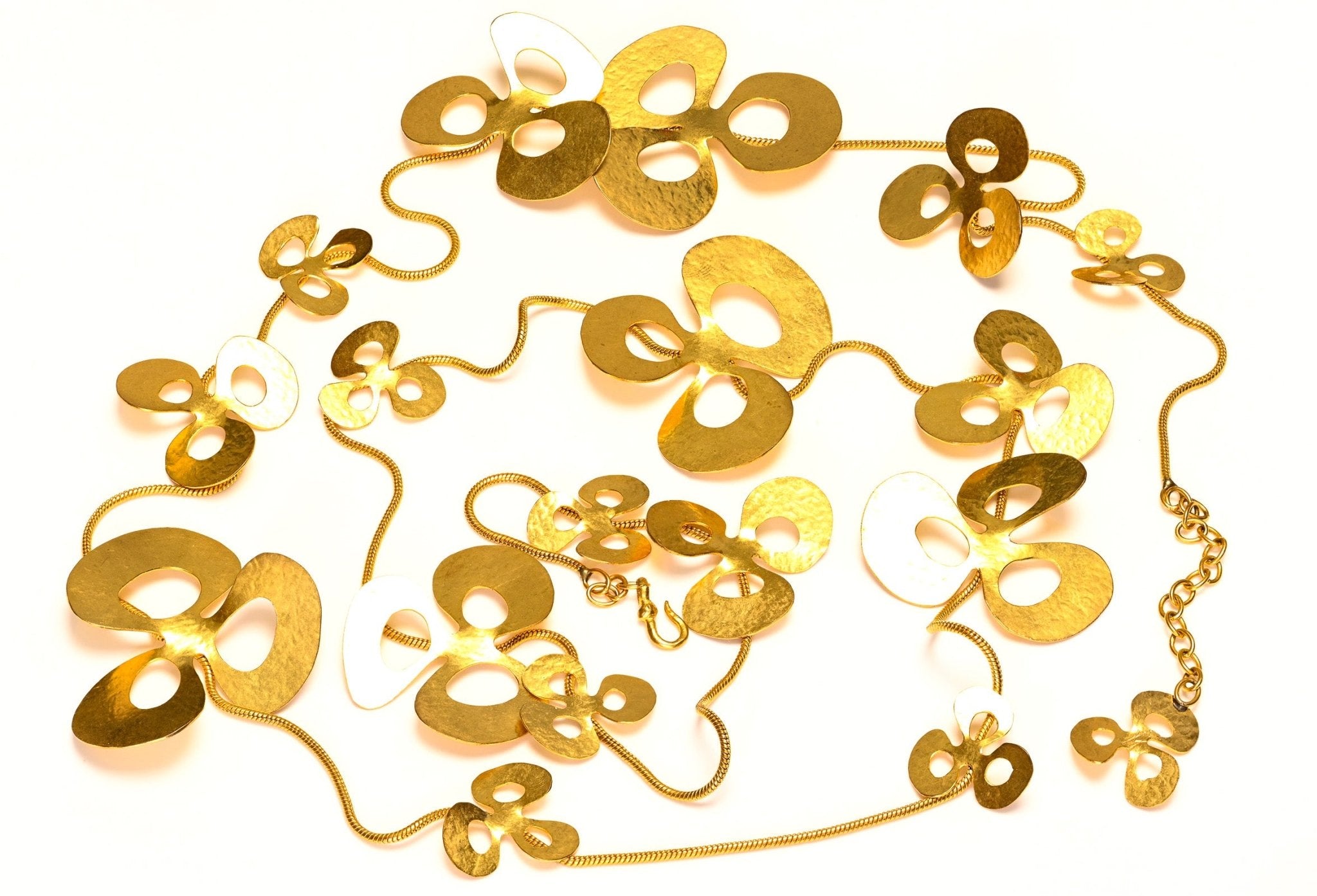 Herve Van der Straeten Gold Plated Nature Inspired Leaf Flower Chain Necklace