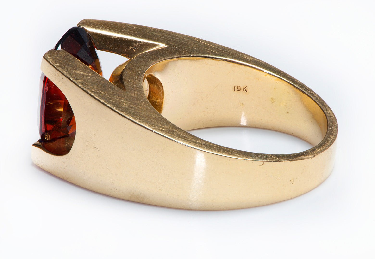 Hessonite Garnet 18K Gold Men's Ring