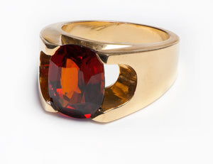Hessonite Garnet 18K Gold Men's Ring