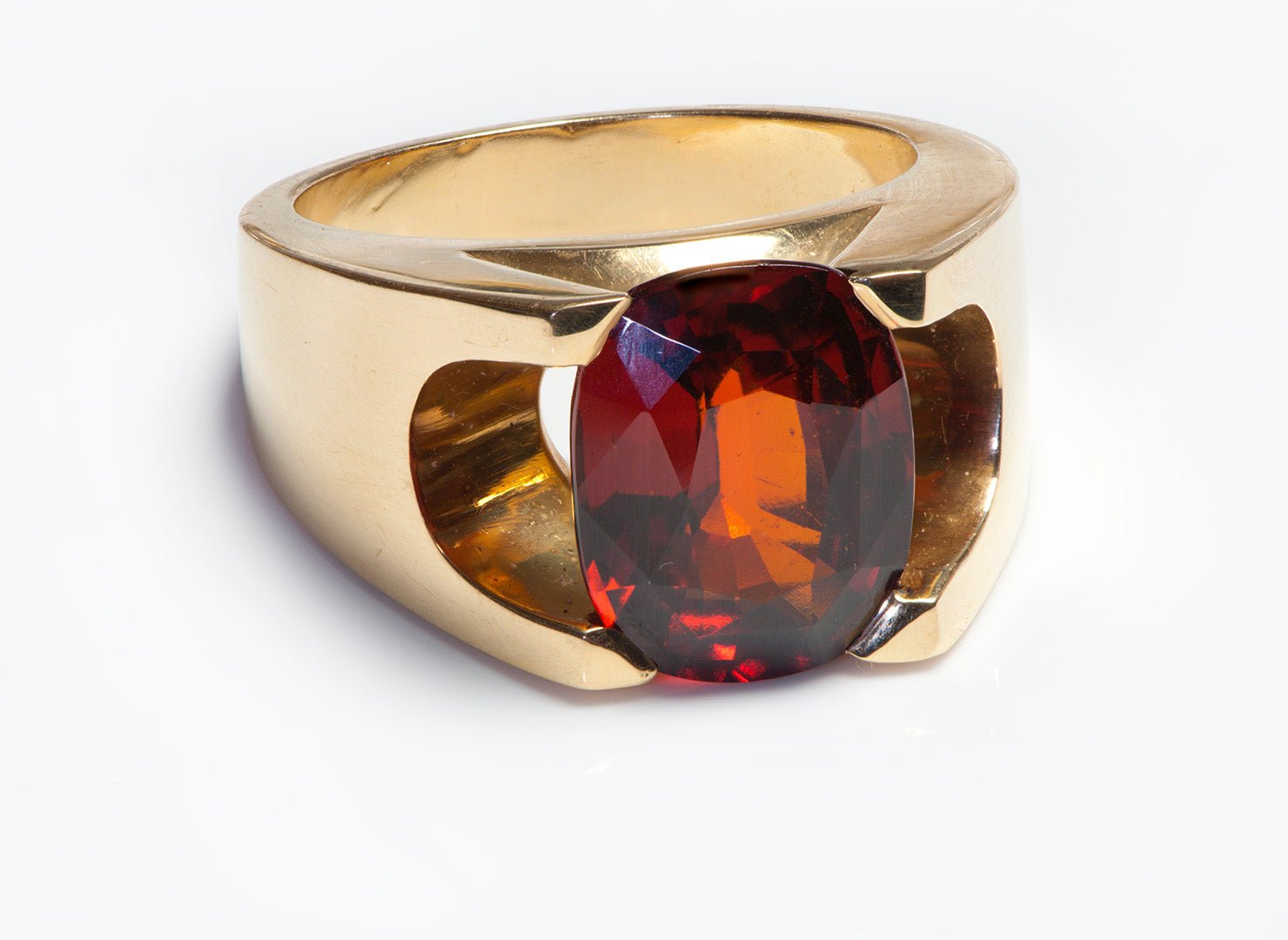 Hessonite Garnet 18K Gold Men's Ring