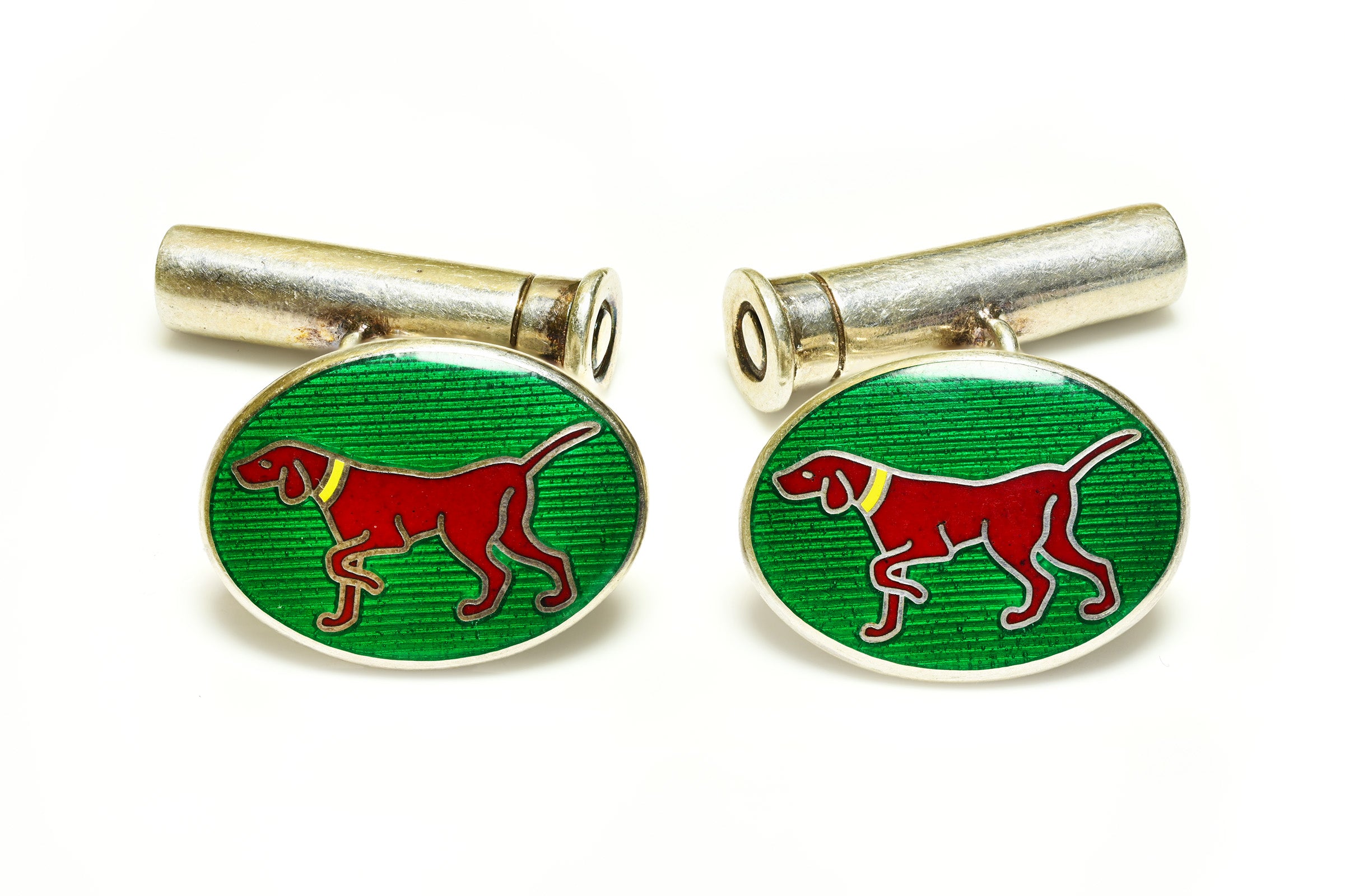 Holland & Holland Sterling Silver Enamel Dog Cufflinks