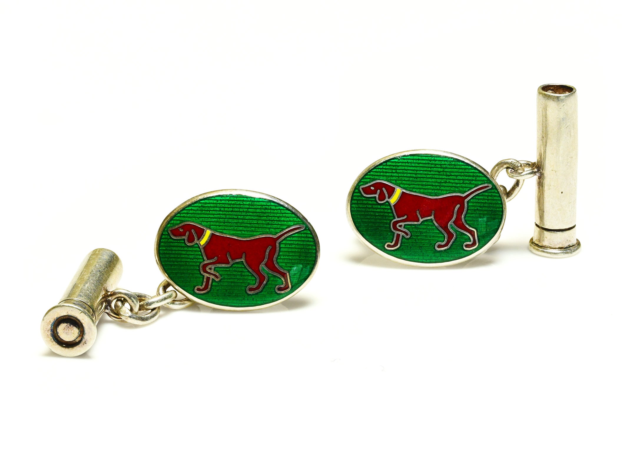 Holland & Holland Sterling Silver Enamel Dog Cufflinks