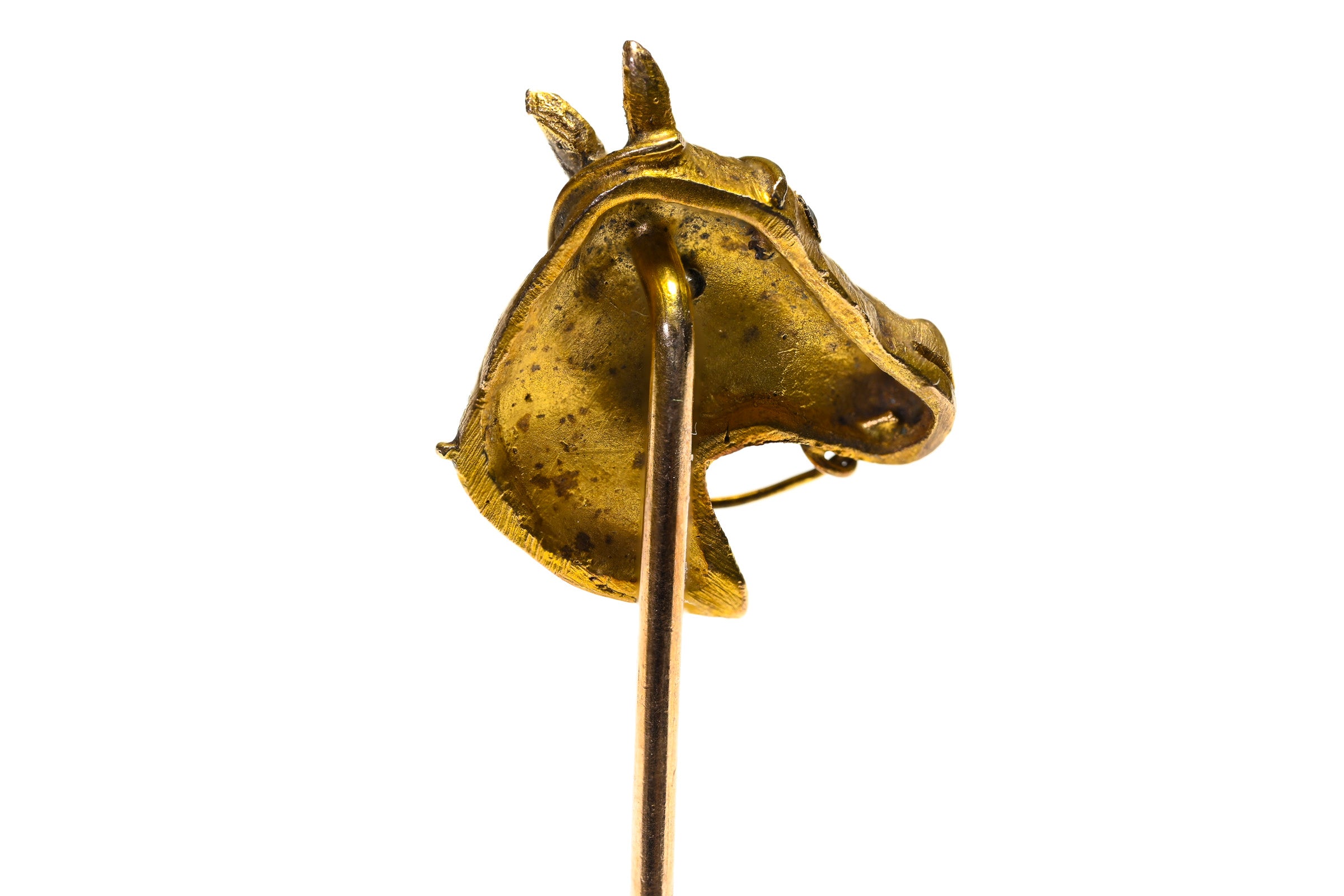 Antique Gold Ruby Three-Dimensional Horse Stick Pin 