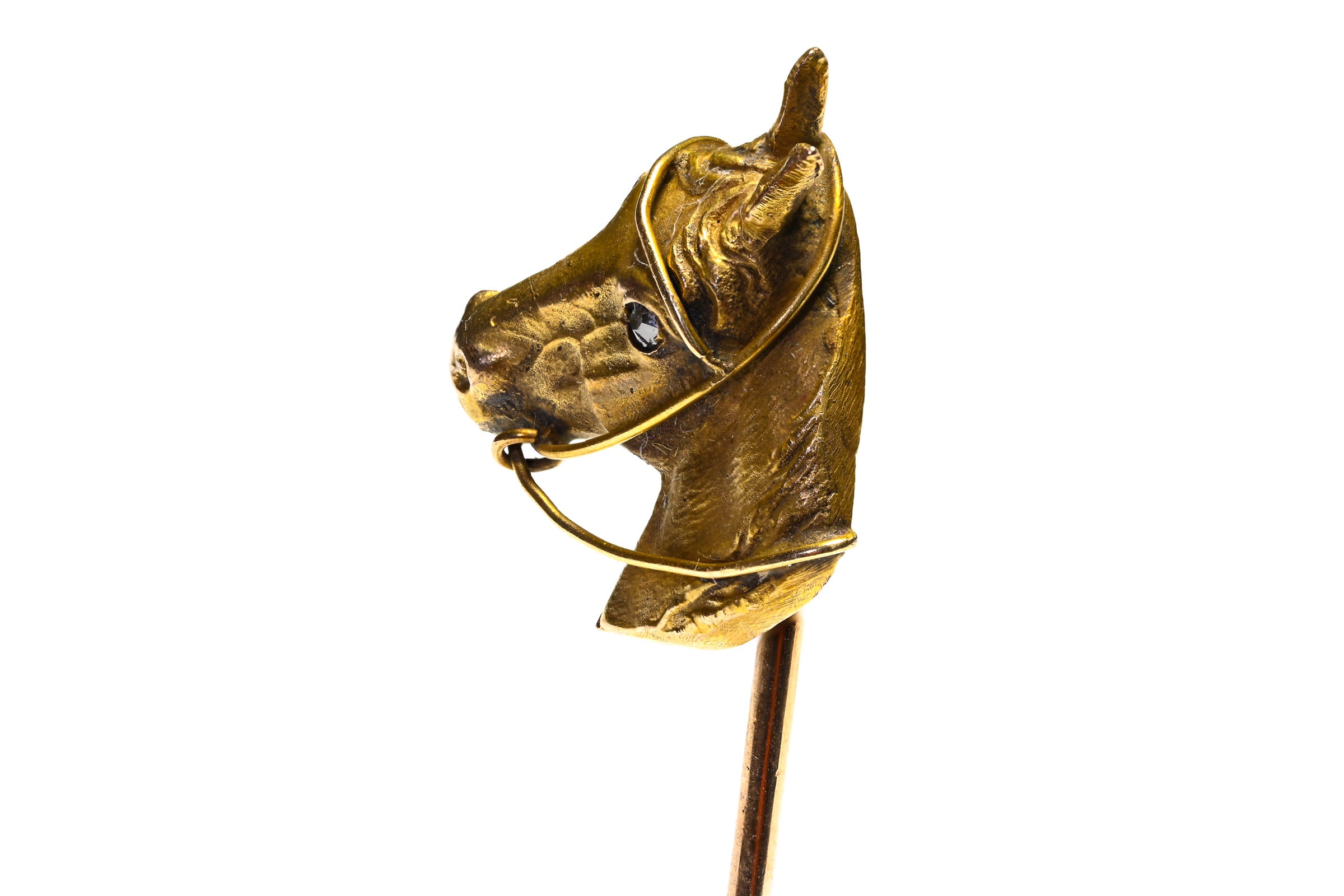 Antique Gold Ruby Three-Dimensional Horse Stick Pin 