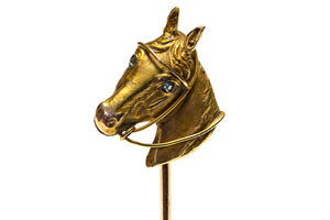 Antique Gold Ruby Three-Dimensional Horse Stick Pin