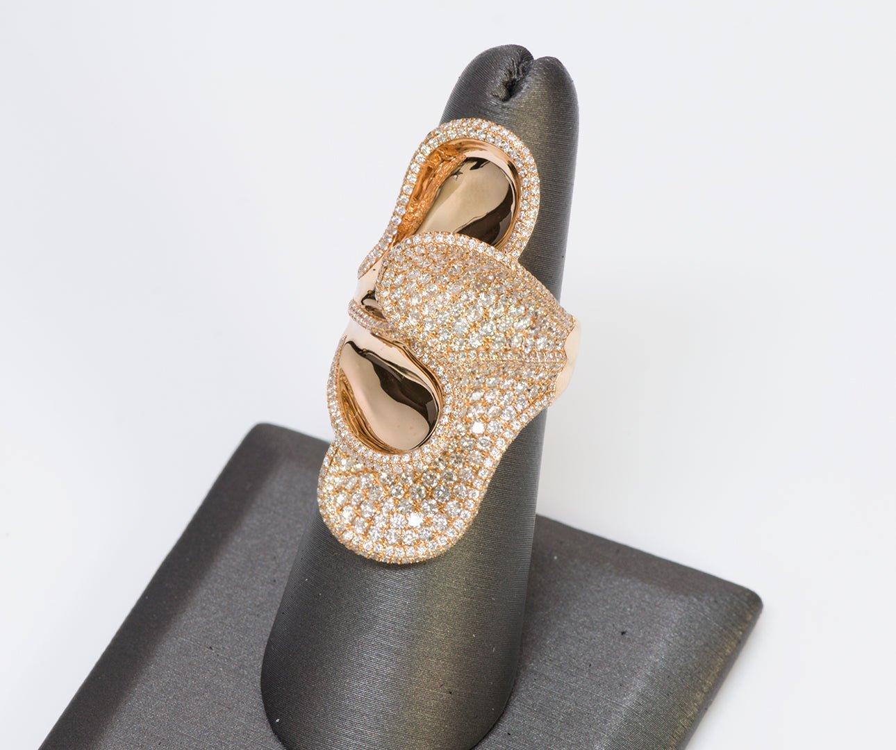 House Of Baguettes Pave Diamond Cocktail Women's Gold Ring