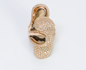 House Of Baguettes Pave Diamond Cocktail Women's Gold Ring