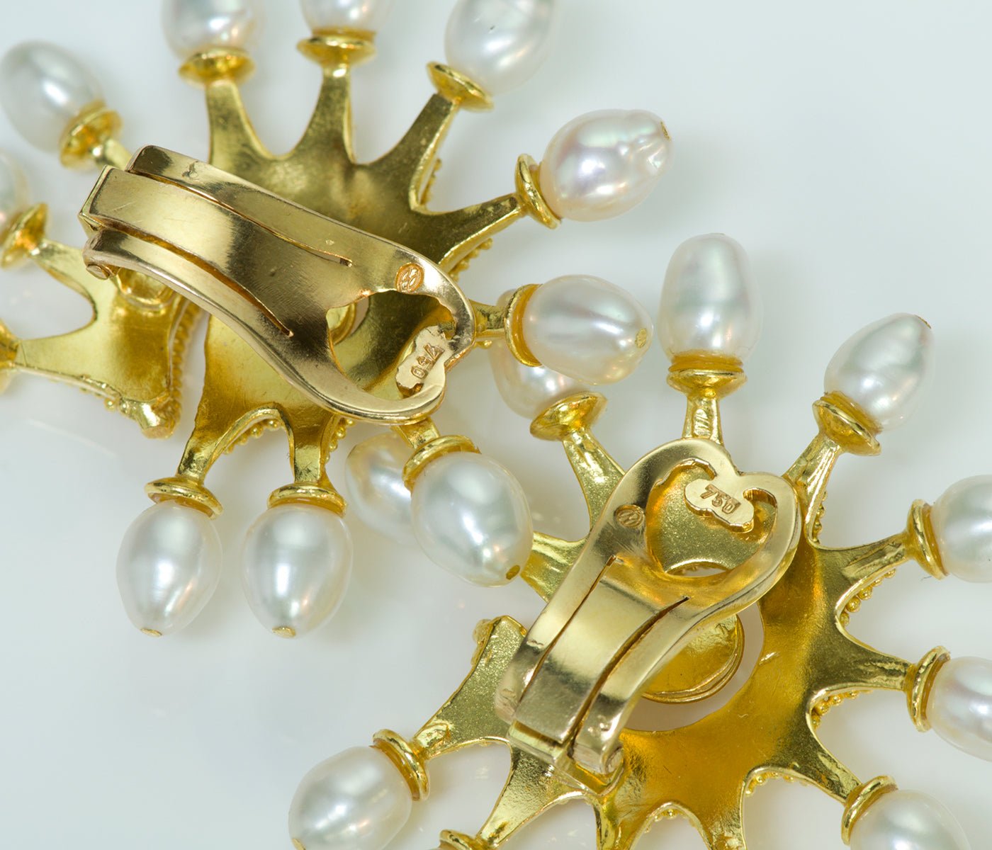 Ilias Lalaounis Greece 18K Gold Pearl Earrings