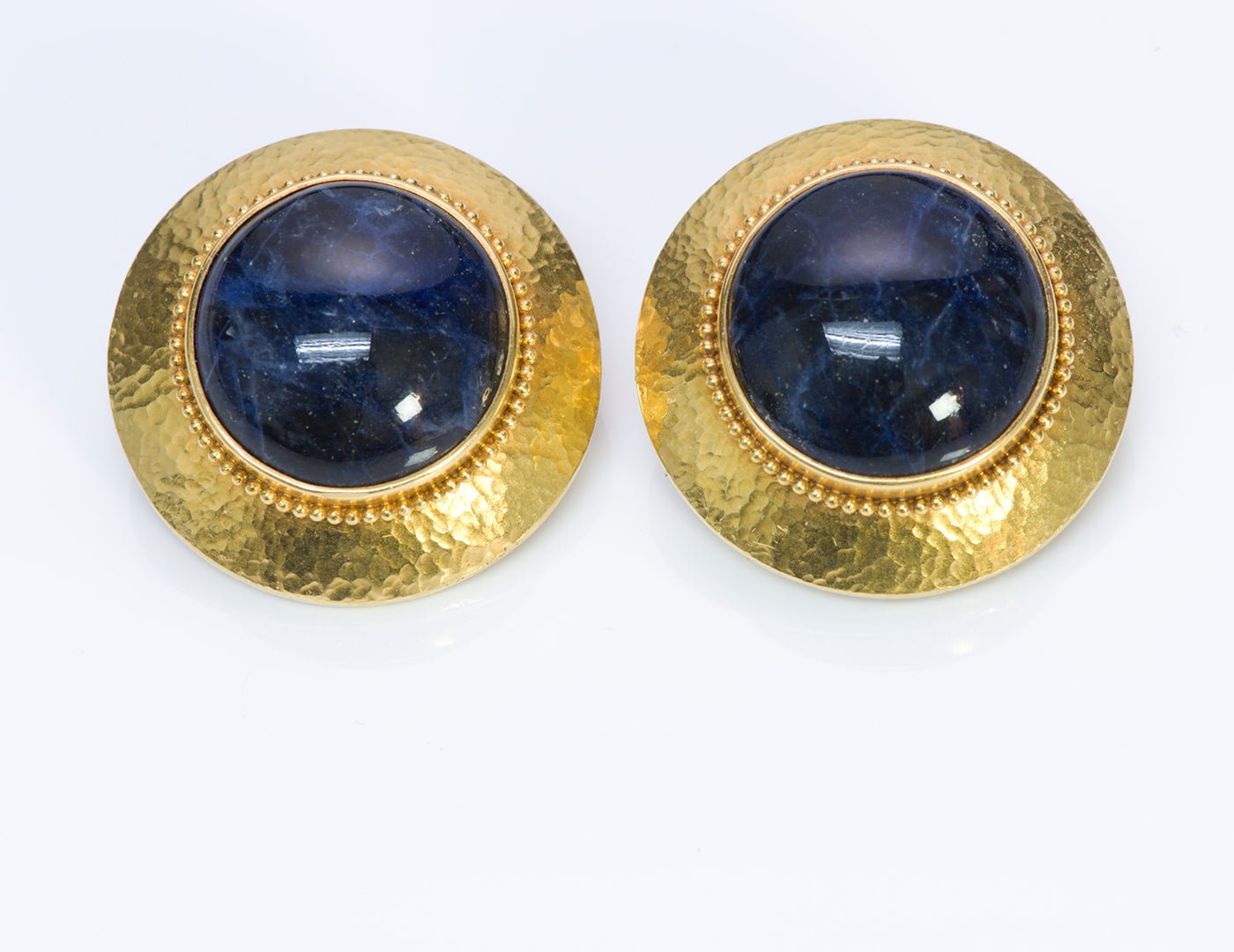 Ilias Lalaounis Sodalite 18K Yellow Gold Earrings