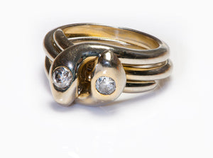 Interlocking Gold Diamond Snake Rings