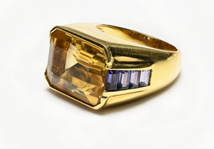 Citrine Iolite 18K Yellow Gold Men's Ring