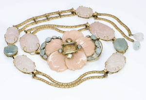 Iradj Moini Agate Flower Carved Semiprecious Stone Chain Belt