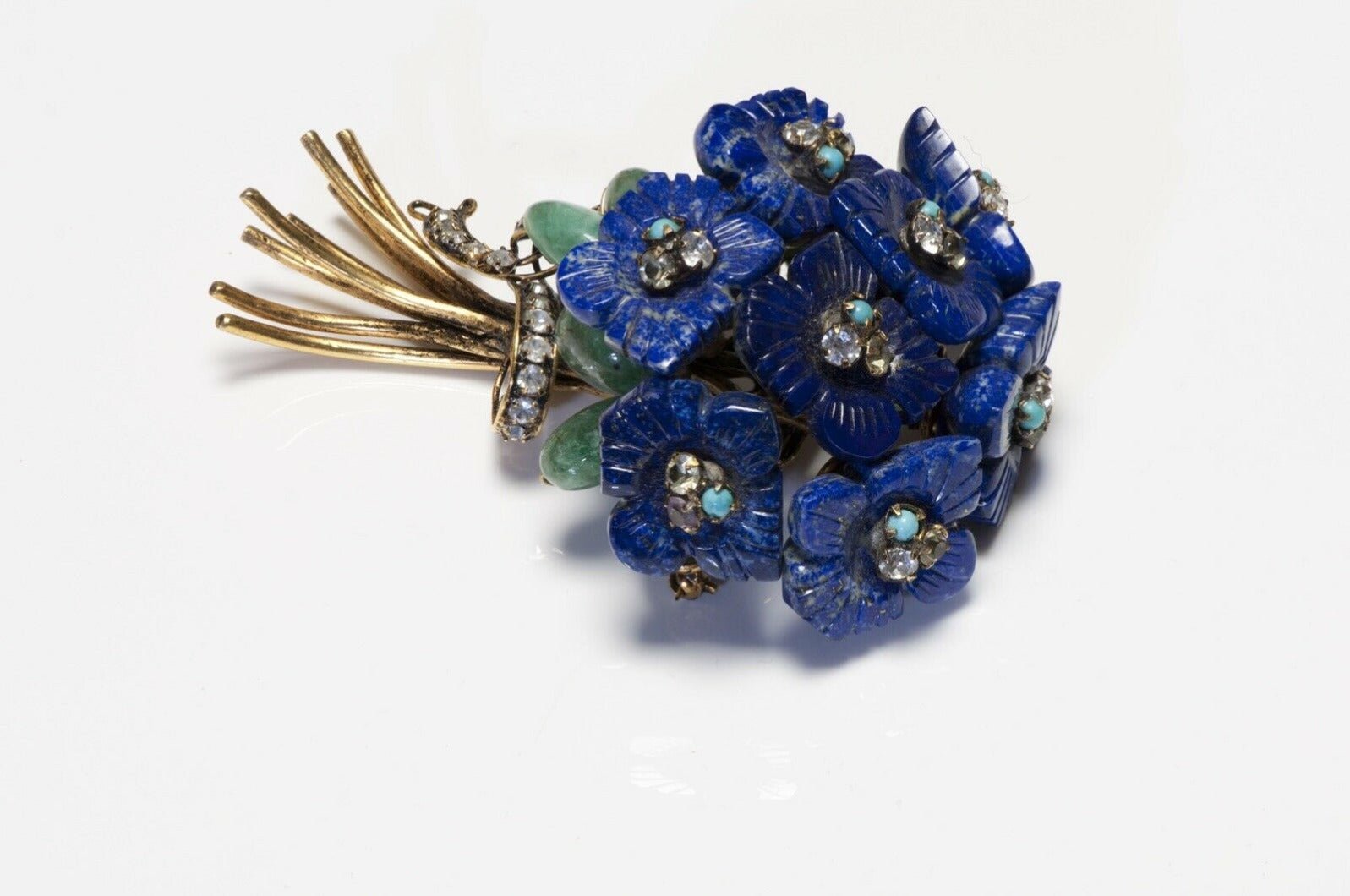 Iradj Moini Blue Lapis Turquoise Flower Bouquet Pin Brooch