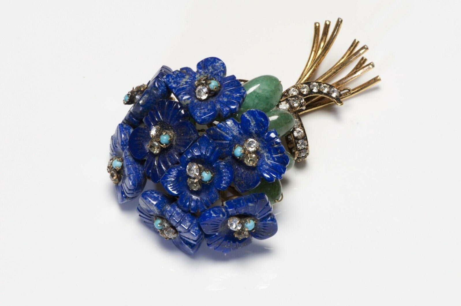 Iradj Moini Blue Lapis Turquoise Flower Bouquet Pin Brooch