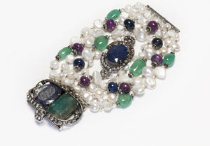Iradj Moini Fresh Water Pearl Sapphire Ruby Beads Bracelet
