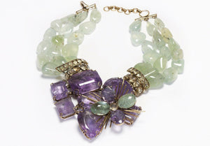 Iradj Moini Green Aventurine Amethyst Flower Collar Necklace