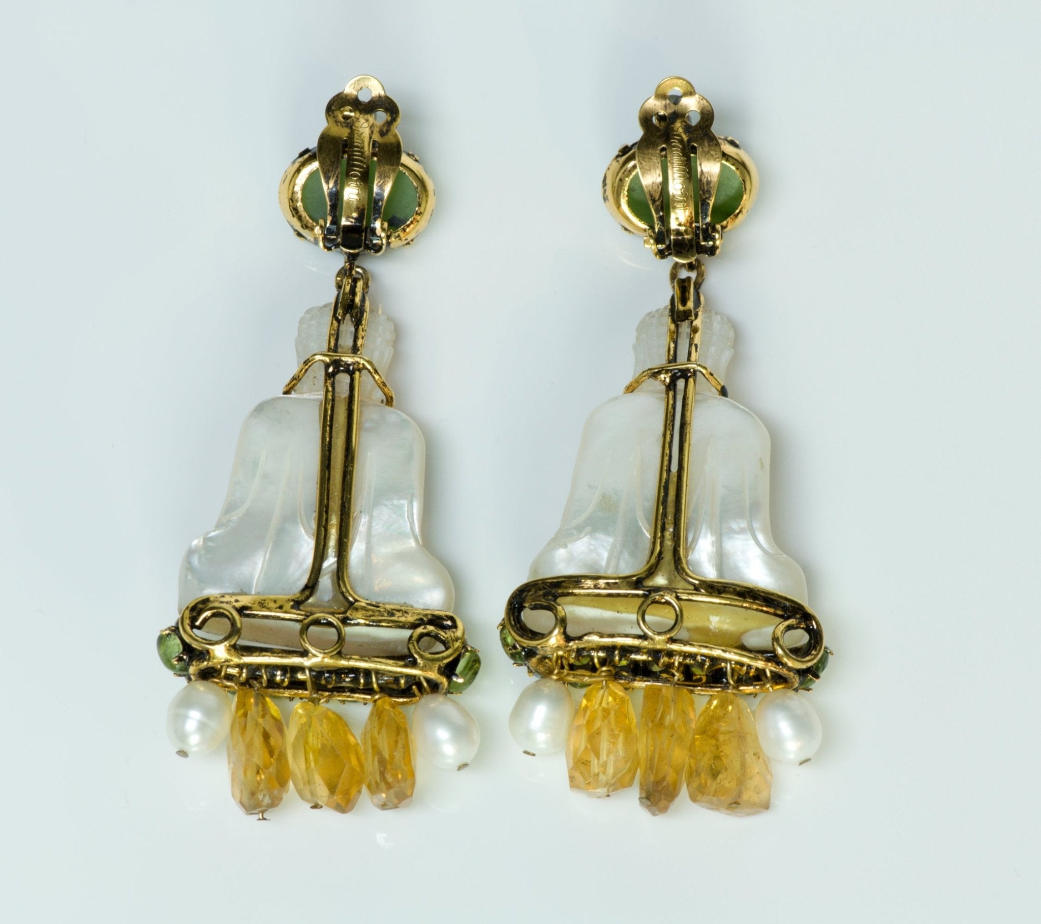 Iradj Moini Jade Mother of Pearl Buddha Earrings