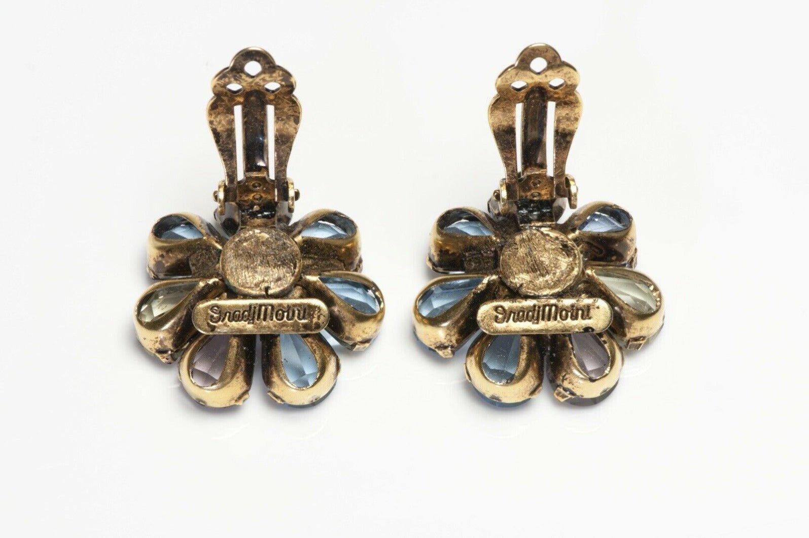 Iradj Moini Semiprecious Stones Flower Bouquet Brooch Earrings Set
