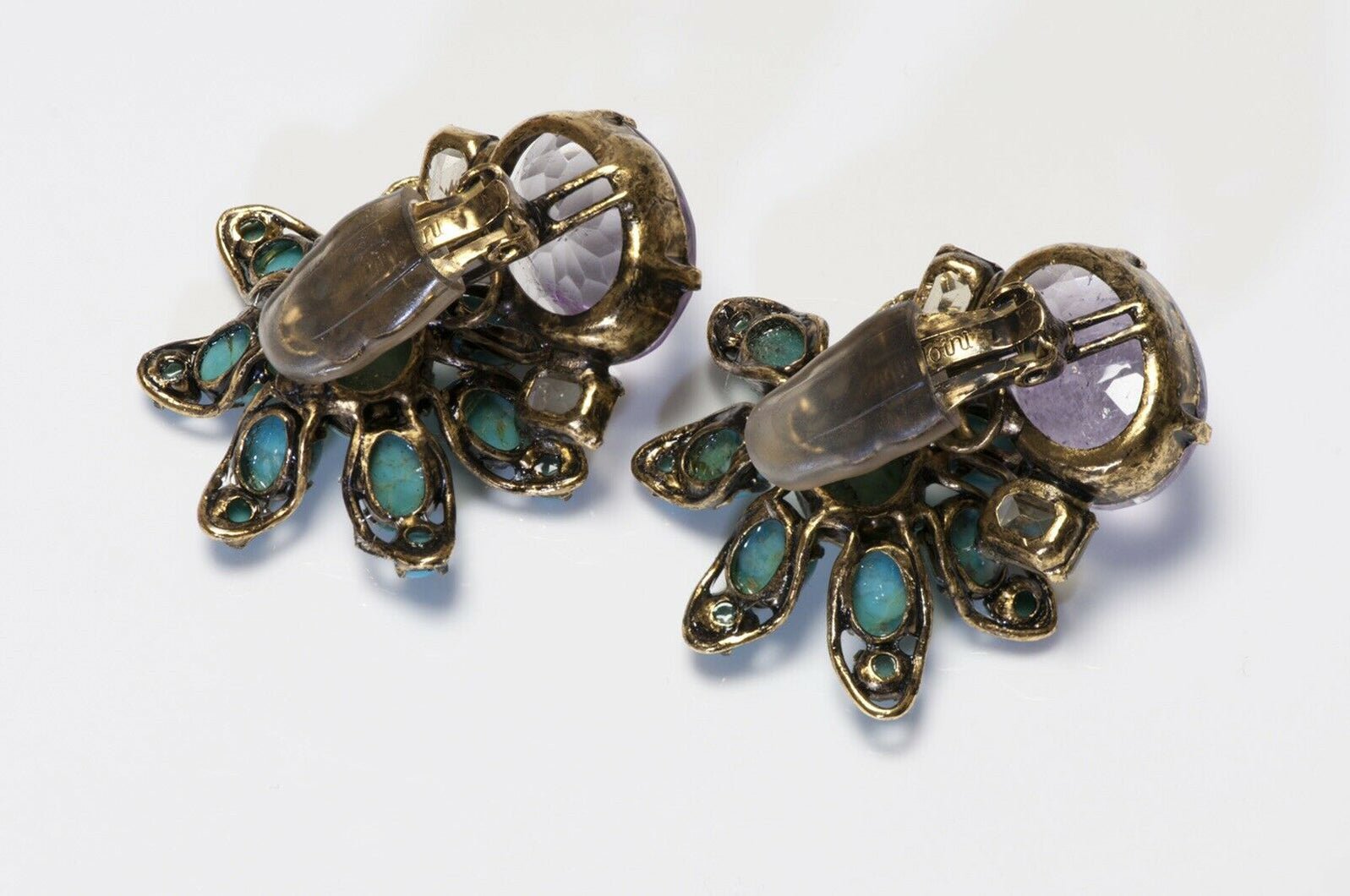 Iradj Moini Turquoise Amethyst Flower Earrings