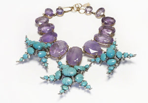 Iradj Moini Turquoise Amethyst Starfish Convertible 3 Brooch Collar Necklace