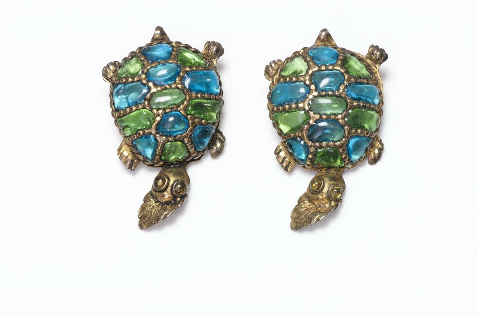 Isabel Canovas AGLAE 1988 Glass Turtle Earrings
