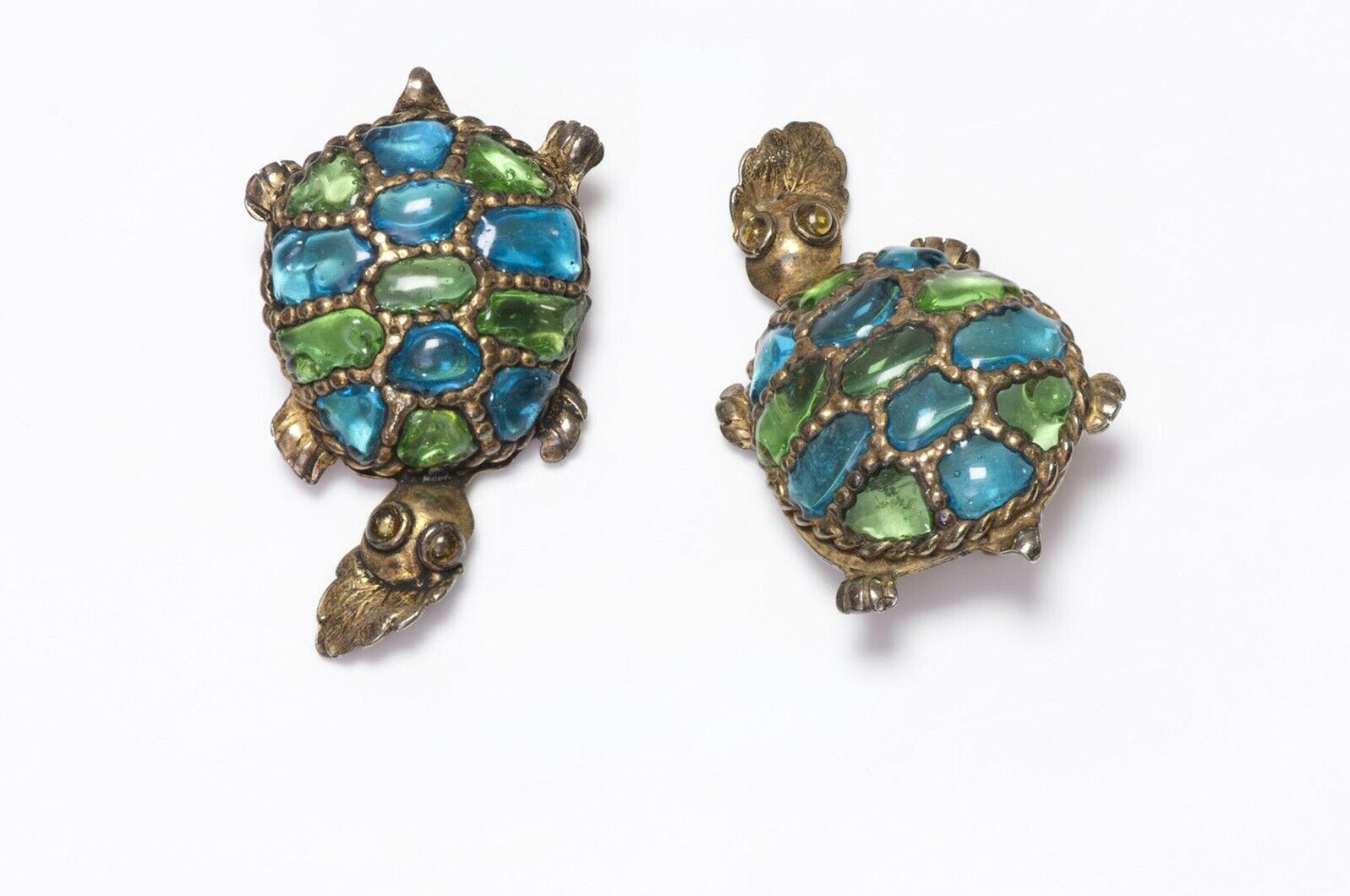 Isabel Canovas AGLAE 1988 Glass Turtle Earrings