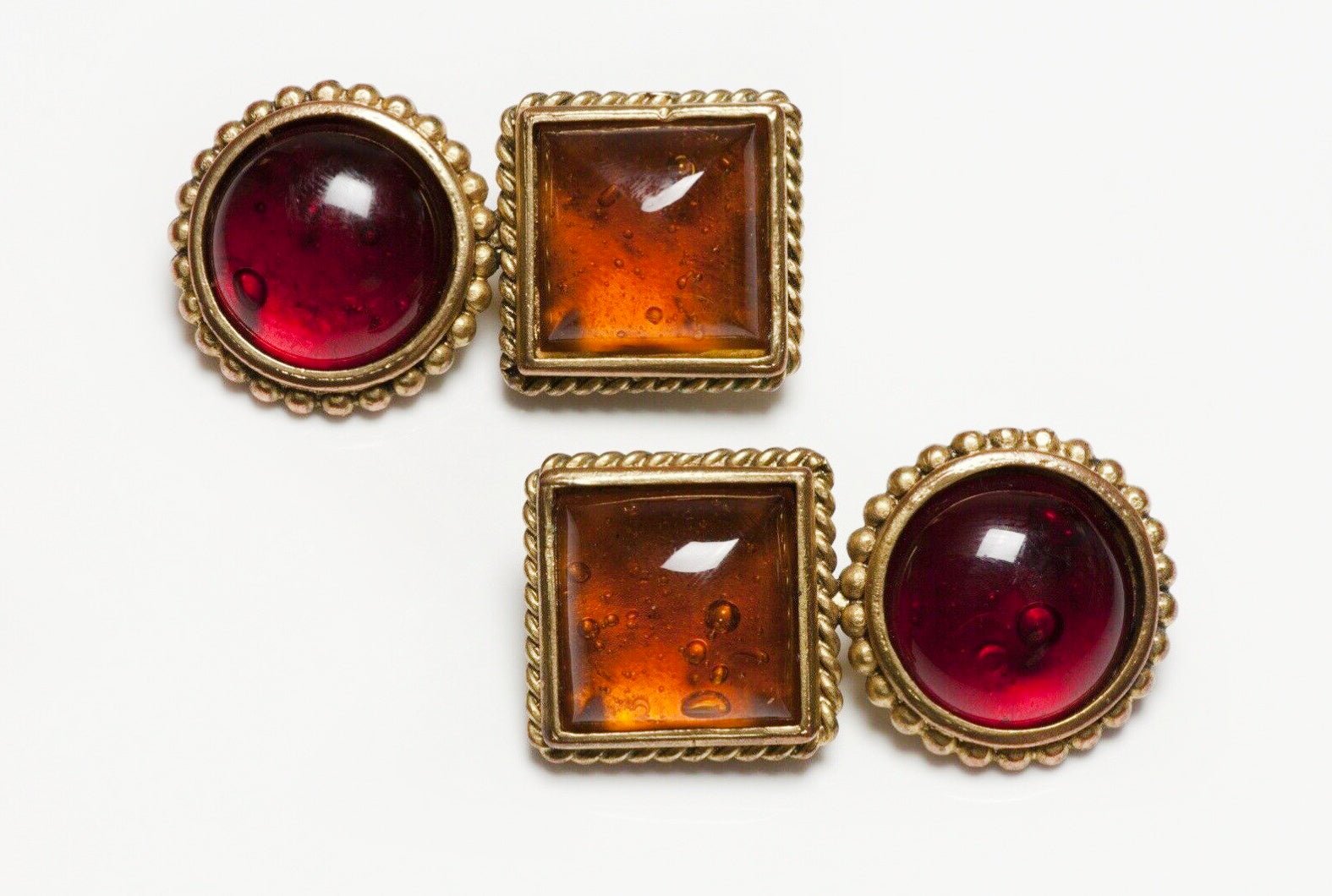 Isabel Canovas Paris Red Orange Poured Glass Earrings