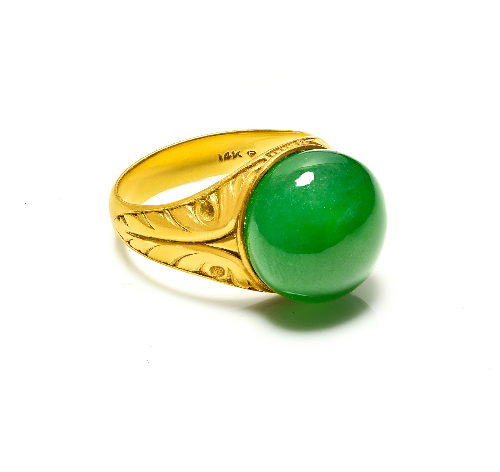 Antique Natural Jade Ring with GIA Gold 