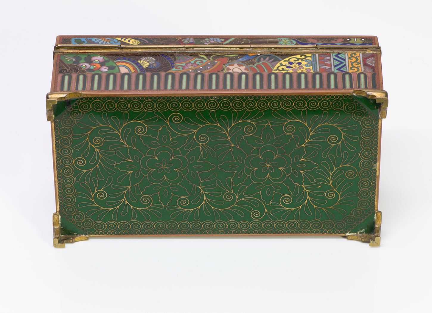 Japanese Antique Meiji Cloisonne Brass Box