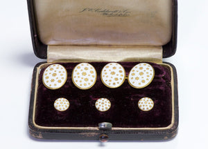 J.E. Caldwell Antique Gold Enamel Cufflink & Stud Set