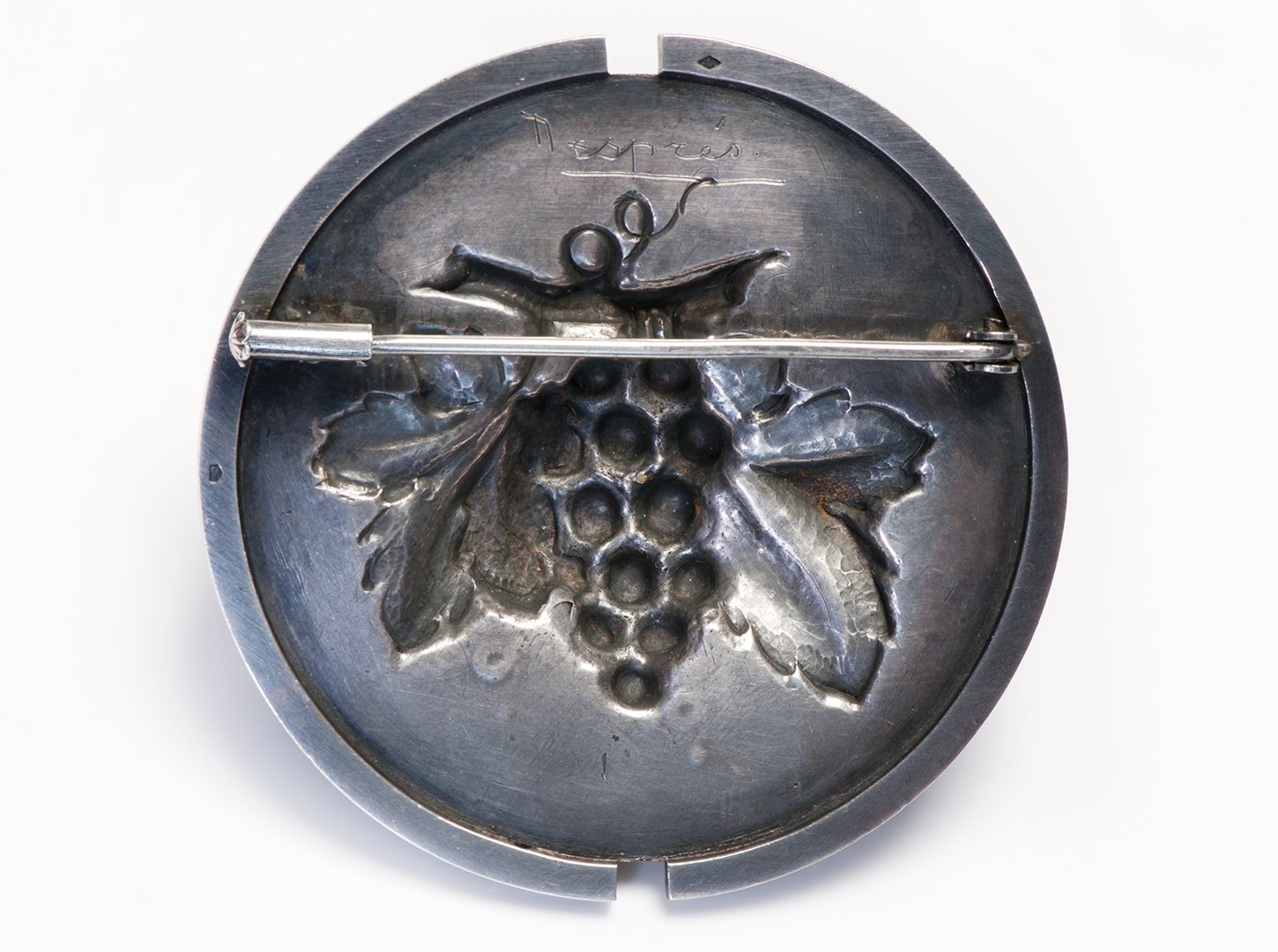 Jean Després Art Deco Silver Grape Leaf Brooch