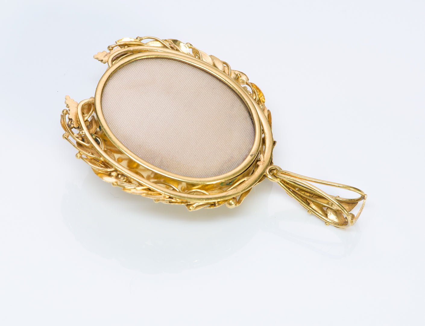 John Brogden Antique Opal Cameo Gold Enamel Pendant