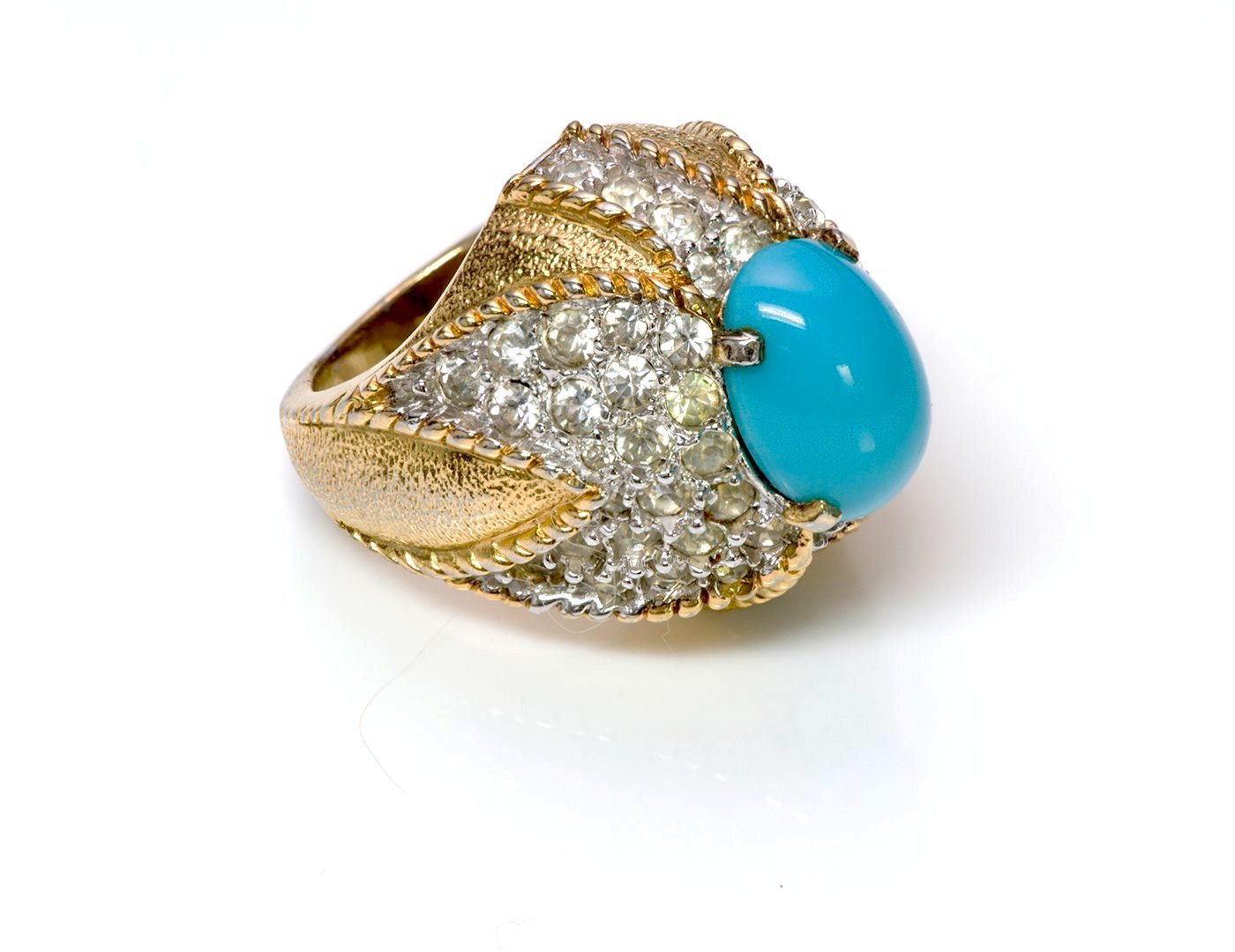 Jomaz 1950’s Sterling Silver Faux Turquoise Cocktail Ring