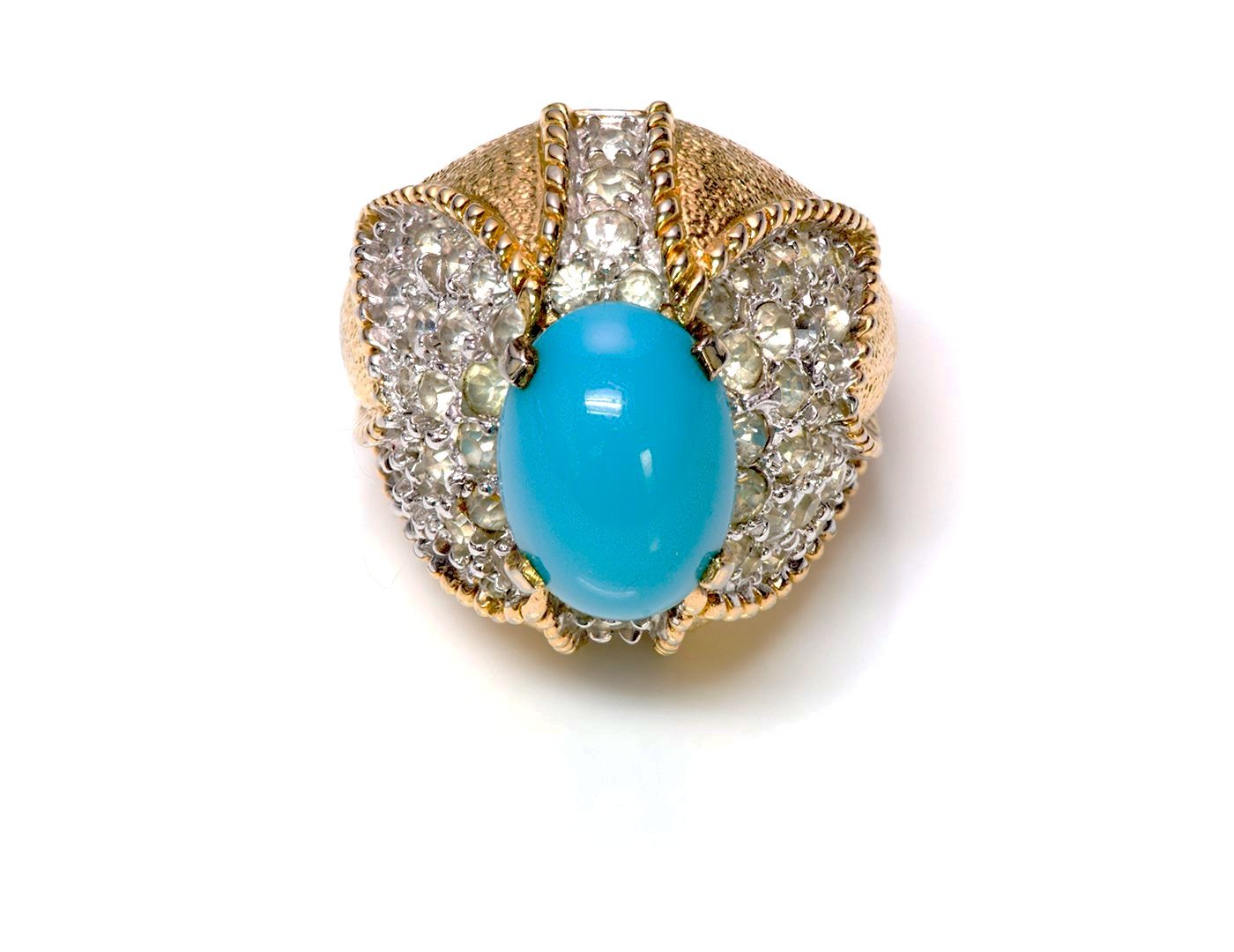 Jomaz 1950’s Sterling Silver Faux Turquoise Cocktail Ring