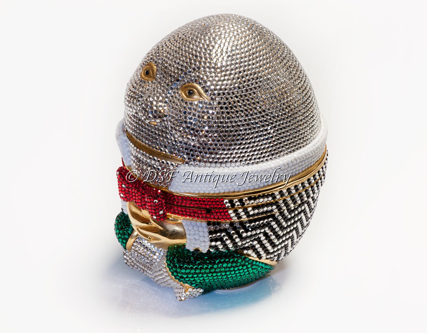 Judith Leiber Crystal Humpty Dumpty Minaudiere Clutch Bag