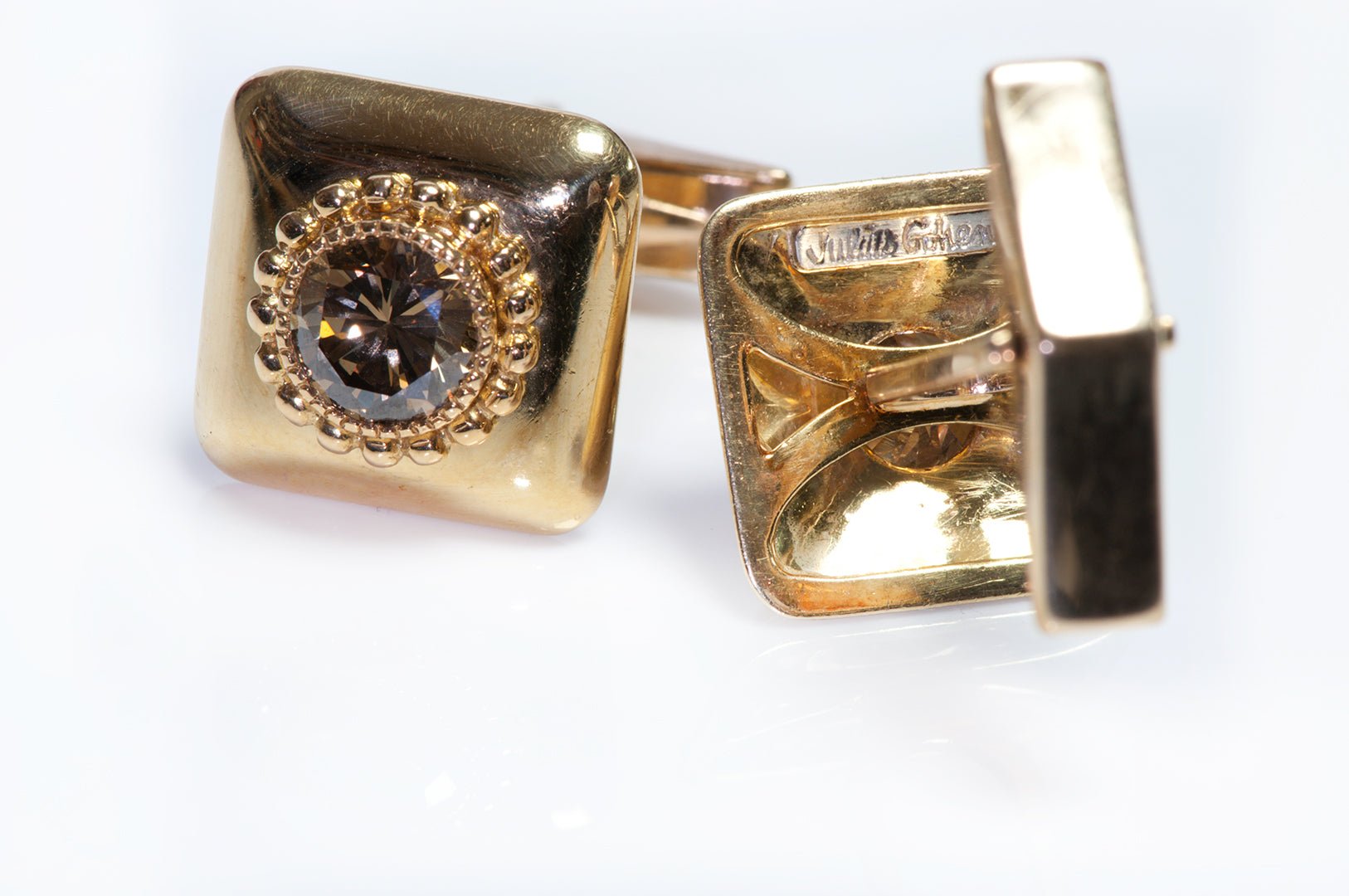 Julius Cohen 18K Gold Fancy Color Diamond Cufflink & Stud Set