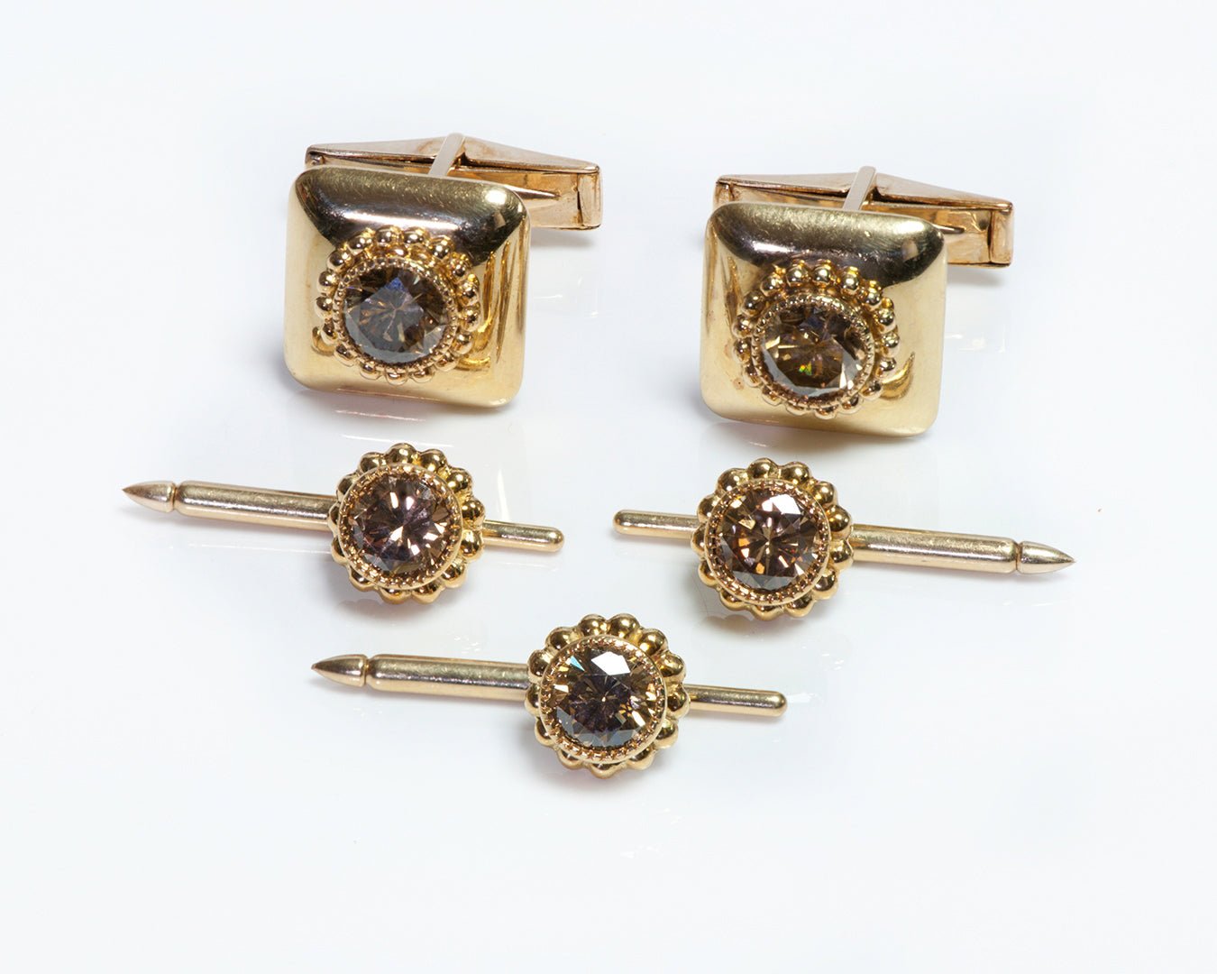 Julius Cohen 18K Gold Fancy Color Diamond Cufflink & Stud Set