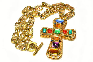 Vintage Kalinger Paris Large Cross Pendant Necklace