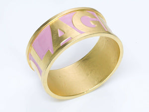 Karl Lagerfeld 1990’s Pink Enamel Letter Logo Bangle Bracelet