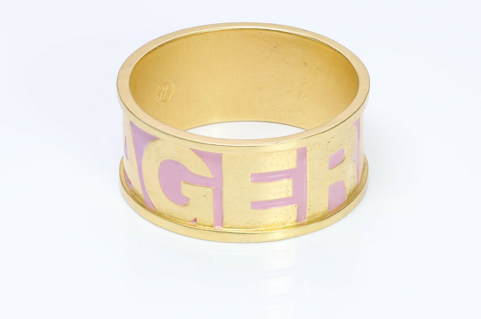 Karl Lagerfeld 1990’s Pink Enamel Letter Logo Bangle Bracelet