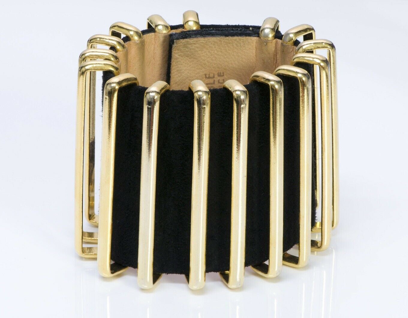 Karl Lagerfeld Couture Wide Black Suede Accordion Cuff Bracelet