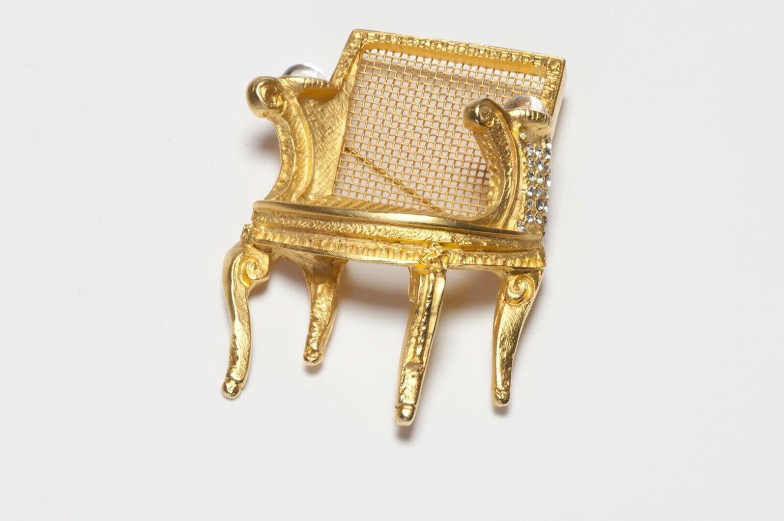 Karl Lagerfeld Glass Crystal Louis XIV Style Chair Brooch Earrings Set