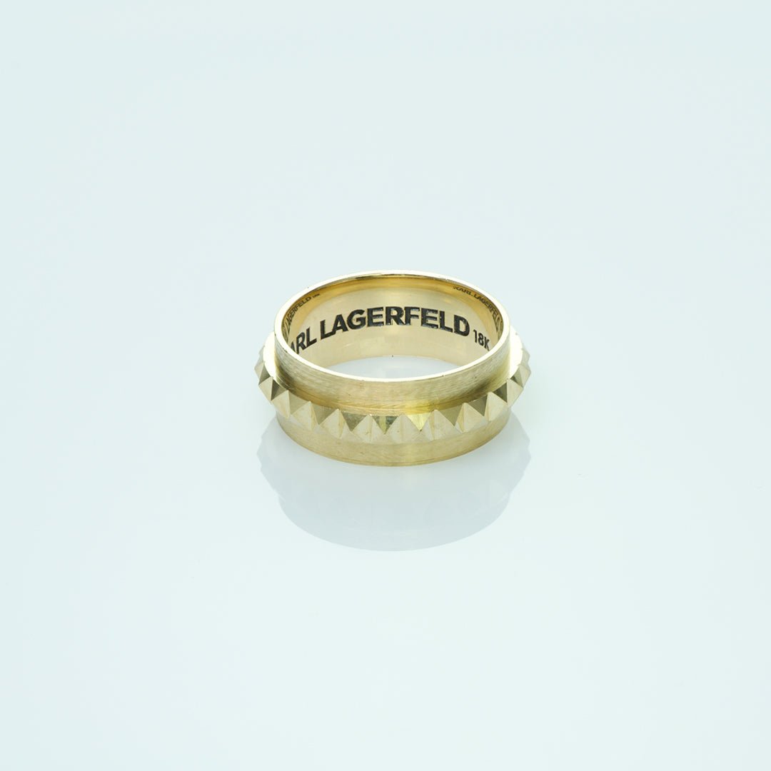 Karl Lagerfeld Gold Pyramid Wedding Ring Band